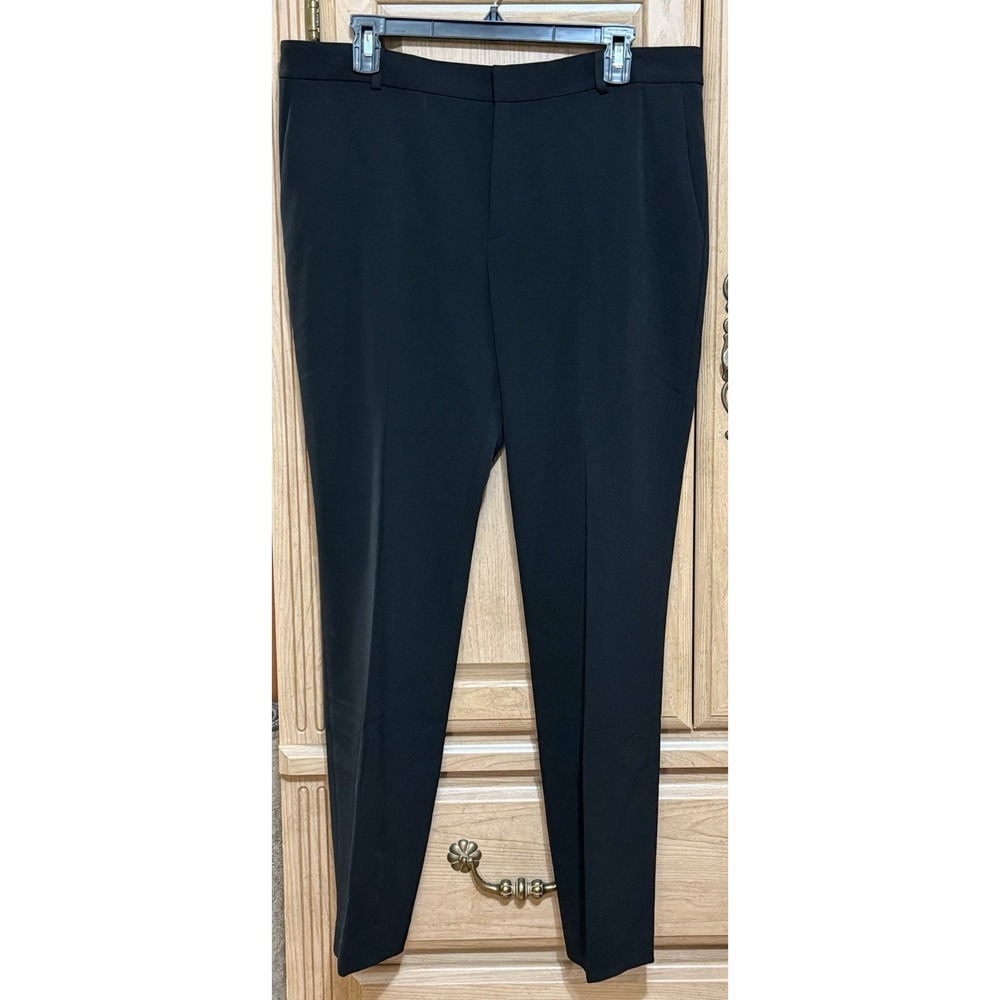 Lauren Ralph Lauren Black Wool Blend Straight Trousers Dress Pants Sz 14 Stretch
